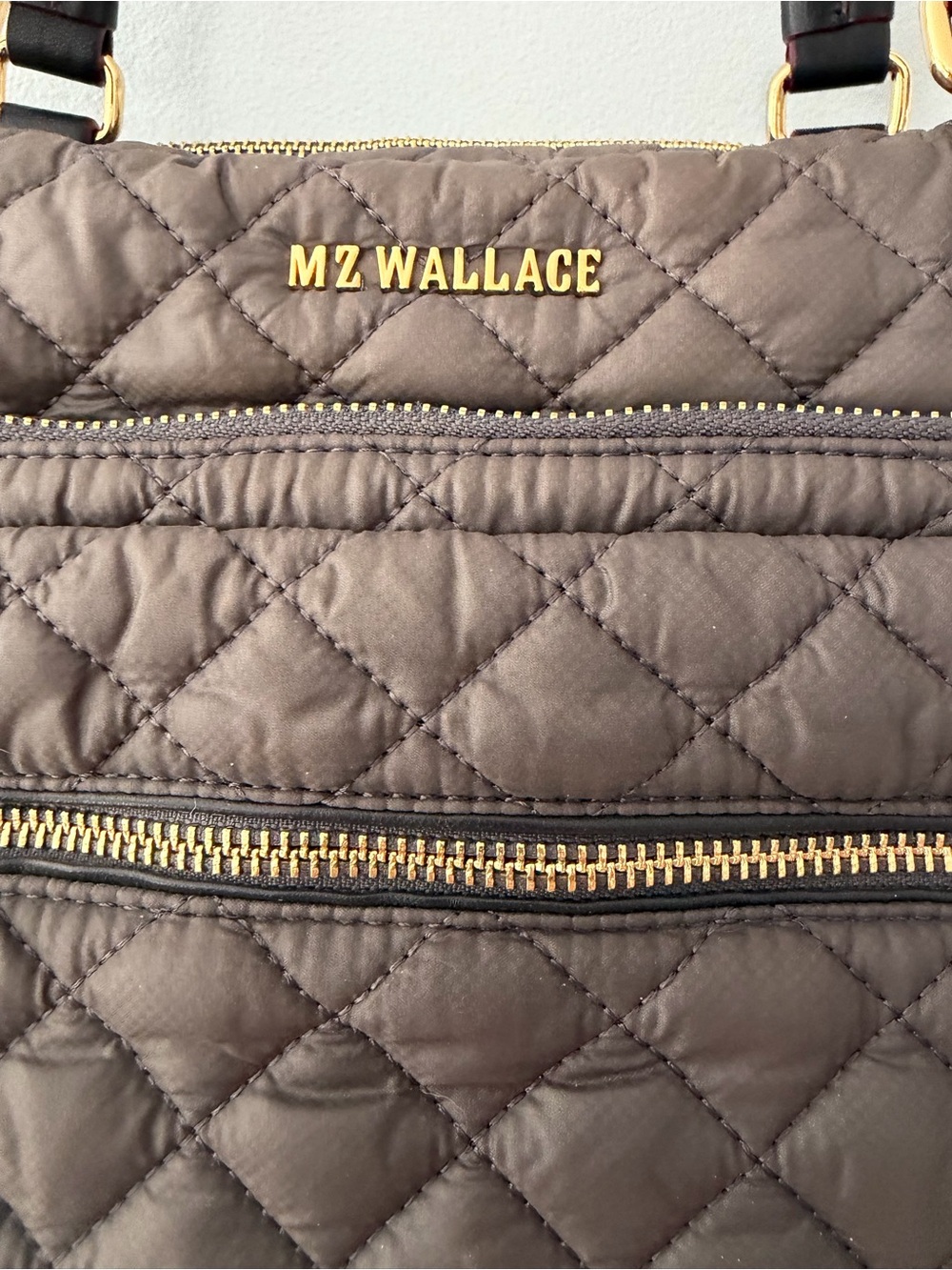 MZ Wallace Quilted Grey Shoulder Bag with Gold Hardware - Picture 2 of 10